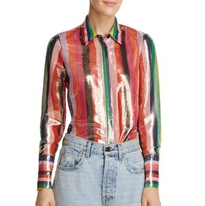 Alice + Olivia silk button down top